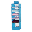 Dustpoof 6 Shelves Oxford Cloth Hanging Closet Organizer Clothes Makeup Cosmetic Storage Holder Collapsible Divider Blue