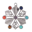 7 Chakras Healing Stones Snowflake Meditation Chakra Charm Hollow Pendant