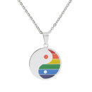 Stainless Steel Rainbow Yin Yang Pendant Necklace For Gay & Lesbian Pride
