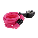 Bike Bicycle Cycle Helmet Pocket Combination Cable Lock Spiral Steel Cable Red