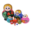 10 Pieces Set Strawberry Patterns Wooden Russian Nesting Dolls Stacking Matryoshka Toy Home Office Decoration