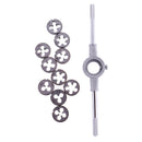 11Pieces Metric Die Wrench M6 to M12 Dies Set Long Handle Die Socket Bar Silver