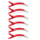 6 Piece Red Professional Salon Hairdressing Sectioning Plastic Alligator Hair Clips Claw Croc Clamp Grips Women Girl Hairpins Barrettes