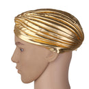 Men Women Fashionable Stretchable Elastic Turban Pleated Bonnet Head Wrap Cap Yoga Hat Headwear Gift Gold