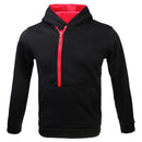 Mens Half Zip Design Casual Clothing Sportswear Gym Running Jogging Hooded Pullover Sweatshirt Black Red L