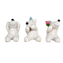 3pieces Resin Blue Bear Figure Statue Miniature Garden Home Decoration Bonsai