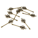 10pcs Vintage Bronze Charms Key Flower Pendant Craft DIY Necklace 64x20mm