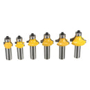 6Pieces Radius 1/2'' Shank Round Over Beading Edging Router Bit Woodworking Tool
