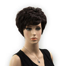 Fashion Women Short Curly Full Head Natural Human Hair Wigs Brown +Wig Cap