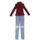1/3 BJD Red Turtleneck Sweater Ripped Jeans Set for Normal 70cm Uncle Doll