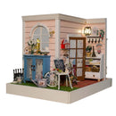 DIY Two-Sided Wood Dolls House Miniature Furniture + LED + Voice Control Switch + Dust Cover Kit