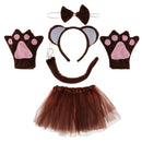 Pack of 5 Animal Monkey Ears Headband Bow Tail Tutu Skirt Set Costume Accessories