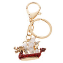 Dragon Boat Keychain Crystal Keyring Key Chain Ring Keyfob Purse Bag Accessory Red