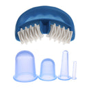 4pcs Silicone Vacuum Suction Cupping Cup Anti Cellulite Body Face Eyes Massage with Manual Massager Blue