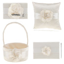 4Pcs Sash Wedding Ceremony Sets Guest Book Pen Holder Flower Basket Ring Pillow Champagne