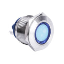 19mm 12V Metal Indicator Light Blue LED ~Flat Head
