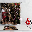 Home Hotel Bathroom Shower Room Door Window Decor Flower Street Print Charms Polyester Fabric Bath Shower Curtain With 12 Hooks