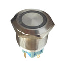 LED Blue Light Momentary Push Button Switch, 1NO 1NC Stainless Steel Suitable for 25mm Mounting Hole