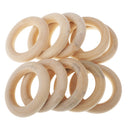 10 Pieces 58mm Wooden Loop Connectors Circles Natural Wood Teething Rings for DIY Craft