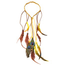 Hippie Feather Headband Boho Headdress Feather Rope Crown Elastic Gypsy Festival Headband for Women and Girls Indian Hair Accessories-Multi-color