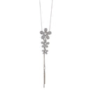 Girls Lady Fashion Style Charm Crystal Flower Pendant Sweater Chain Necklace Silver