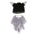 Kid Cosplay Costume Beanie Viking Crochet Horn Hat Winter Knitted Wig Caps Long Light Gray Wind Mask Beard