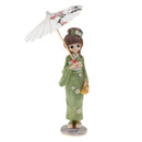 Lovely Handmade Resin Japanese Style Kimono Girl Doll with Umbrella Home DÃ©cor Â–Green