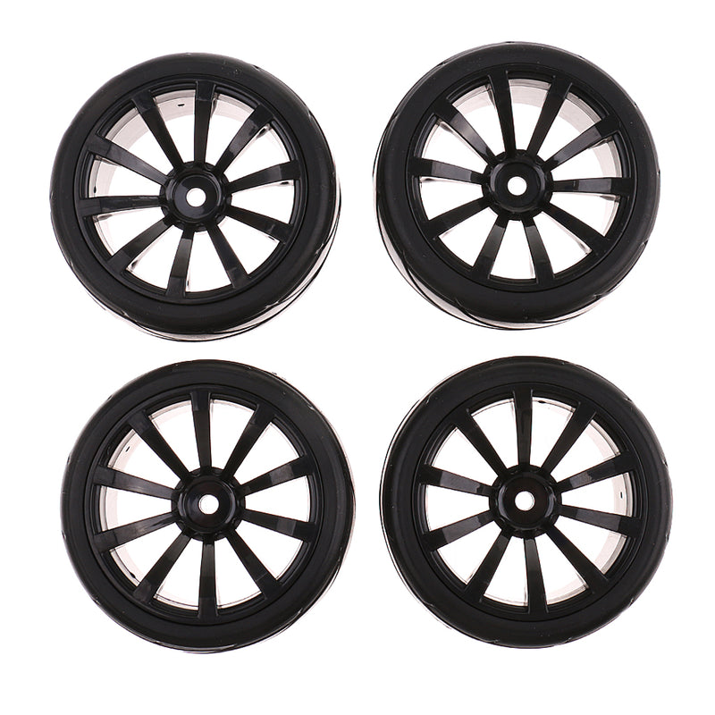 1/10 Flat Running RC Car Rubber Tires Plastic Wheel Hub for Traxxas HSP HPI