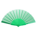 Polyester Fabric Hand Fan Flat Plain Plastic Keel Folding Purse Bamboo Girl Women Gifts Green