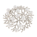 Womens Fancy Vintage Crystal Faux Pearl Flower Bezel Wedding Party Brooch