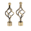 2Pcs Iron Window Curtain Pole End Drape Rod Finals Head for Rods with Dia. 28mm Bronze