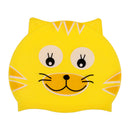 Cute Cat Cartoon Swimming Bathing Cap Hat for Children Kids Boy Girl Yellow