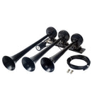 150DB Single Row Triple Trumpet Train Air Horn 12V Electric Solenoid Black