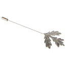 Men Women Maple Leaf Shaped Boutonniere Stick Brooch Pin Suit Shirt Clip Fashion Accessory Silver