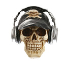 3D Skeleton Skull with Cap and Headphone Model Head Bone Ornament Night Party Pub Bar Decorative Figurine Craft