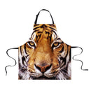 Women Men Fashionable Animal Cooking Craft Bar Adjustable Neck Strap Apron Waiter Chefs Kitchen Bib Tiger Design