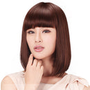 Women's Short Straight Bob Human Hair Wig with Flat Bangs Costume Cosplay Fancy Dress Wig