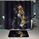Home Bathroom Bedroom Door Window Use Extra Long Fabric Bath Shower Tiger Print Pattern Curtain With 12 Hooks