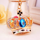 Rhinestone Crystal Crown Charm Pendant Lobster Clasp Keyring Key Chain Bag Charm -Blue