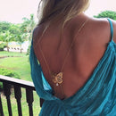 Vintage Butterfly Faux Pearl Tassels Back Necklace Body Chain Back Chain for Women