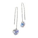 Silver Crystal Earrings Pendant Earrings Jewelry Gift Woman Party Peach Heart Dangle Earrings