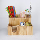 Wood Coffee Cup Lid Dispenser Holder Condiment Rack Beverage Organizer