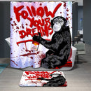 Home Bathroom Bedroom Door Window Use Extra Long Fabric Bath Shower Monkey Print Pattern Curtain With 12 Hooks