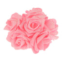 Artificial Foam Roses Glitter Powder Flower Bouquet Wedding Party Supplies Bridal Flower Bouquet Decor Pack of 12PCS Pink