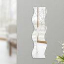 Removable 6pcs Silver Wave Pattern Art Decal Mirror Wall Stickers DIY Decor