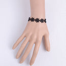 Elegant Women Ladies Black Lace Daisy Flower Cuff Bracelet Chain Wristband Adjustable