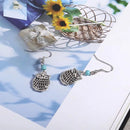 Vintage Bohemian Owl Shape Pendant Turquoise Beads Drop Dangle Earrings