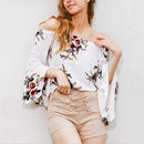 Women Girls Ladies Summer Casual Floral Print Off Shoulder Top XL White