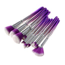 10pcs Cosmetic Face Foundation Eyeshadow Powder Blush Concealer Makeup Brushes Kit Blending Contouring Make Up Tools Set Purple