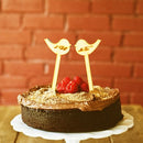 2pcs Romantic Wooden Love Birds Shape Rustic Cake Topper Wedding Party Anniversary Favors Cake Pick Sign Stand